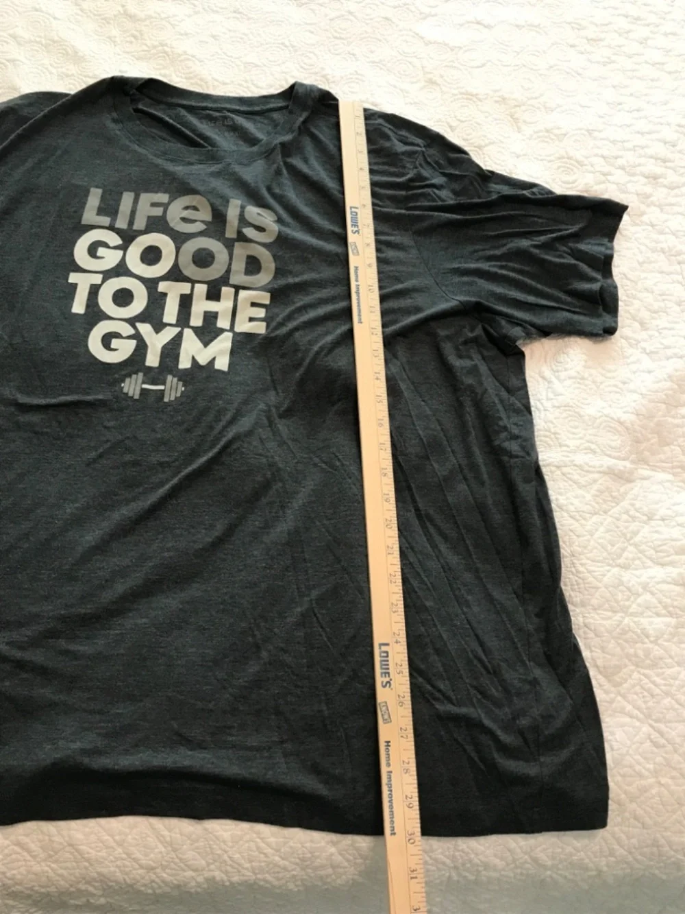 Life is Good “Go to the Gym” gray printed short sleeve crewneck tee shirt (3XL)